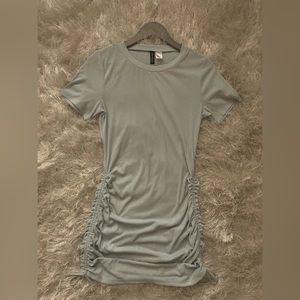 Short Sleeve Baby Blue Side Bow-Tie Mini Dress